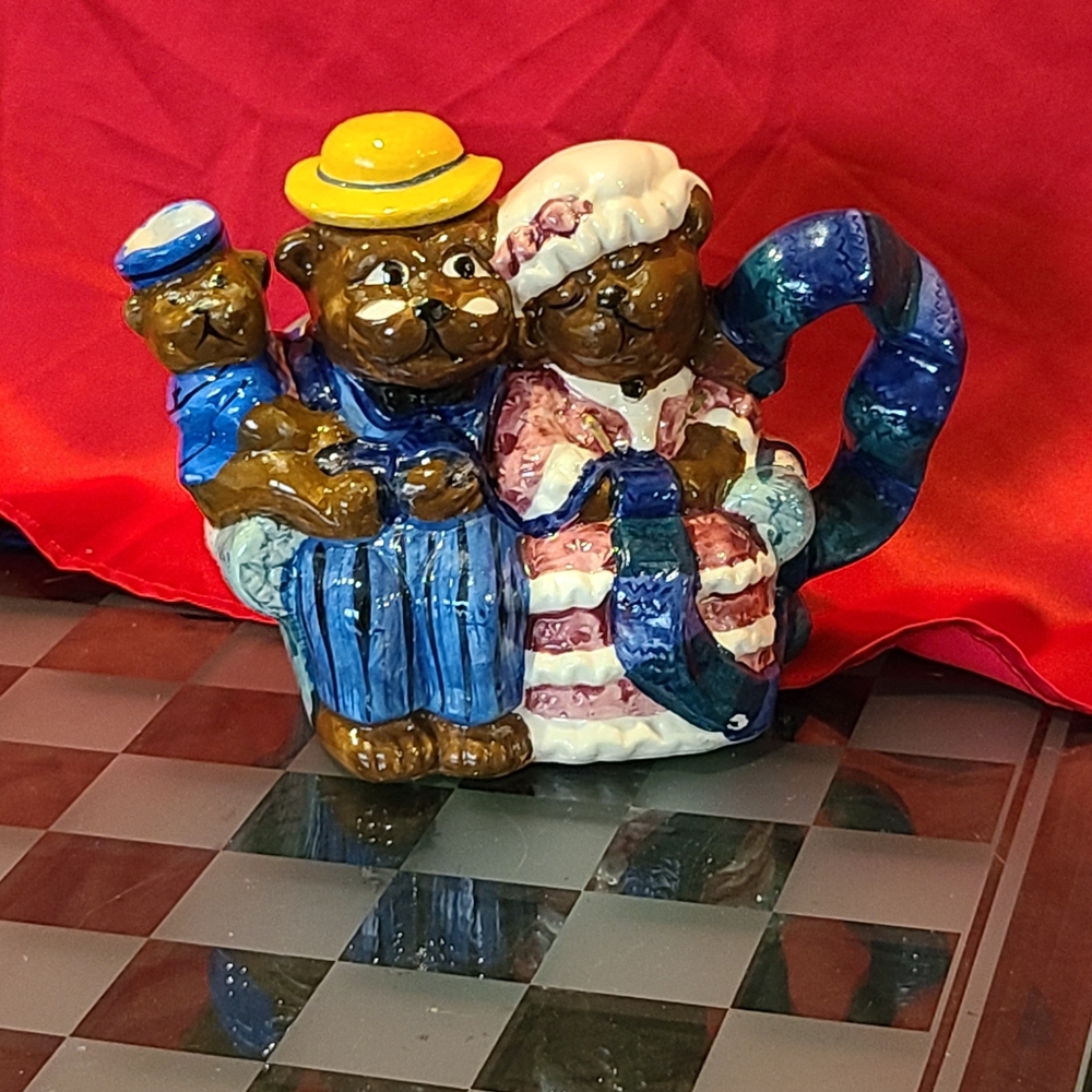 Glazed Ceramic Three Bears Teapot